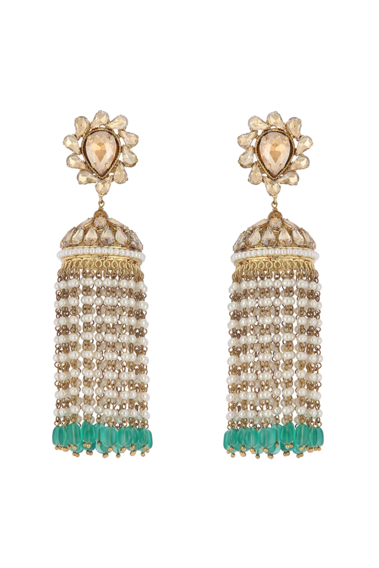 Gold tone LCT Pearl Studded Designer Jhumka Jhumki Earring - Styylo Fashion  - 3813472