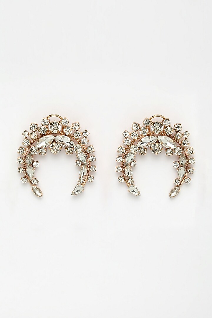 Rose Gold Finish Crystal Stud Earrings by Bijoux By Priya Chandna at Pernia's Pop Up Shop