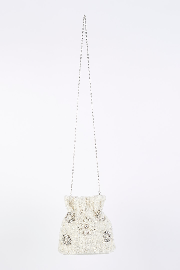 White Embellished Potli by Bijoux By Priya Chandna at Pernia's Pop Up Shop