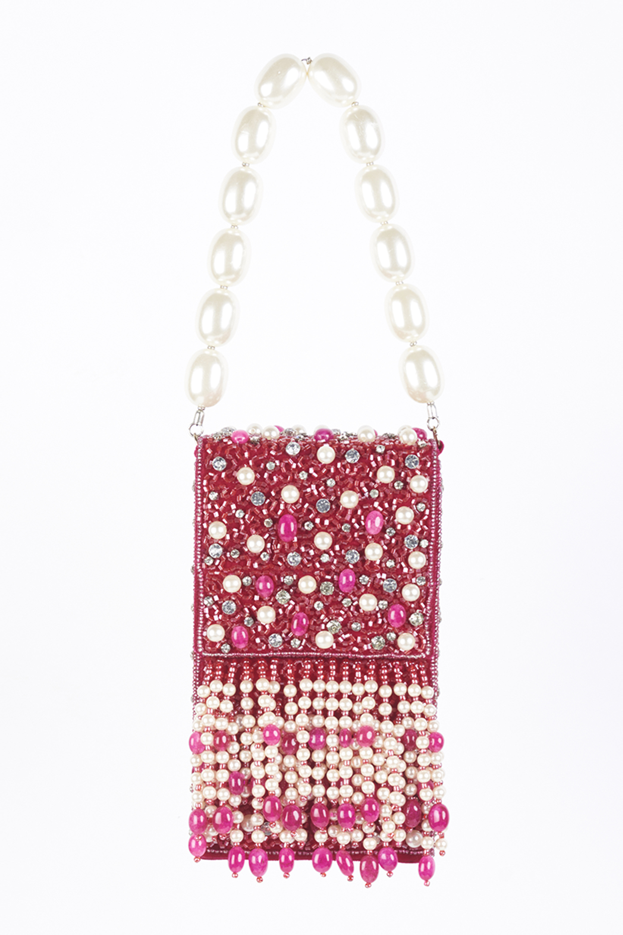 Fuchsia Embellished Mobile Clutch by Bijoux By Priya Chandna at Pernia's Pop Up Shop
