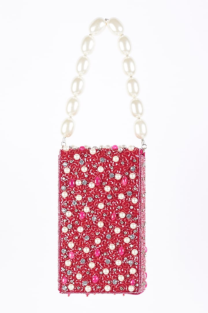 Fuchsia Embellished Mobile Clutch by Bijoux By Priya Chandna at Pernia's Pop Up Shop