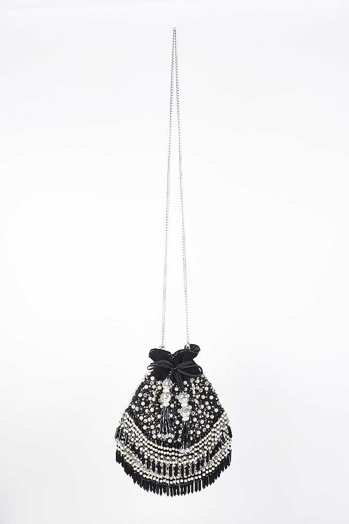 Black Embroidered Potli by Bijoux By Priya Chandna at Pernia's Pop Up Shop