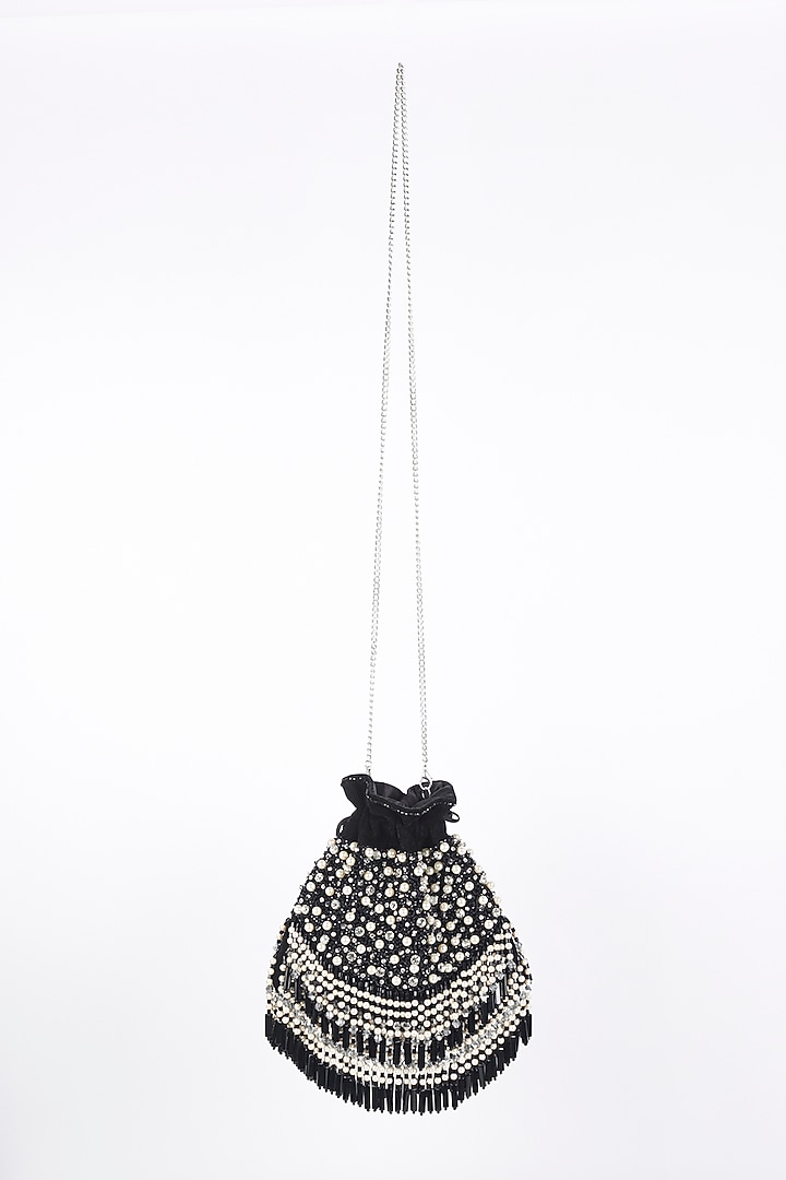 Black Embroidered Potli by Bijoux By Priya Chandna at Pernia's Pop Up Shop