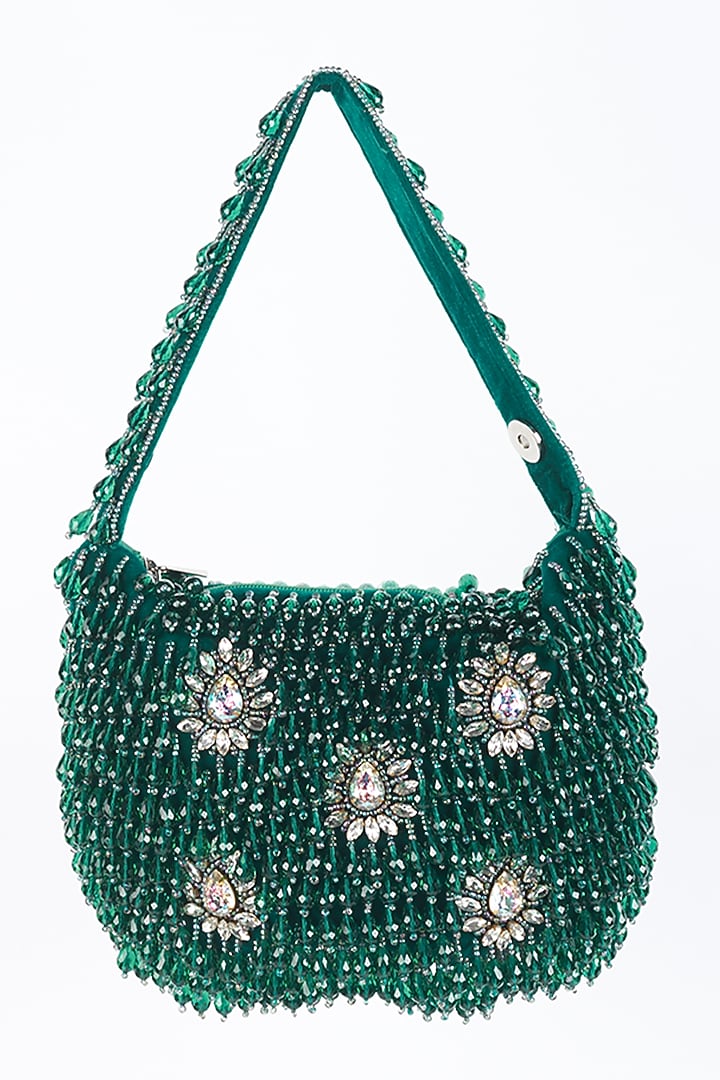 Green Embellished Potli by Bijoux By Priya Chandna at Pernia's Pop Up Shop