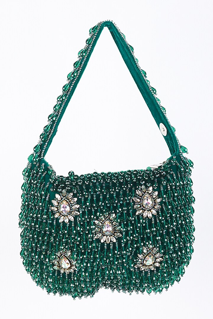 Green Embellished Potli by Bijoux By Priya Chandna at Pernia's Pop Up Shop