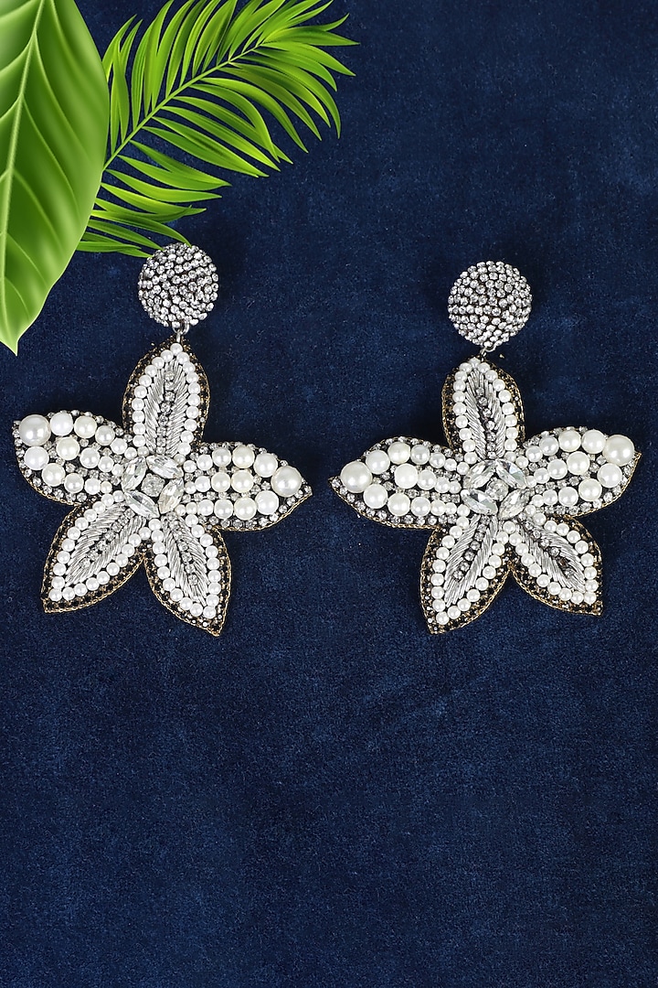 White Shell Earrings by Bijoux By Priya Chandna at Pernia's Pop Up Shop