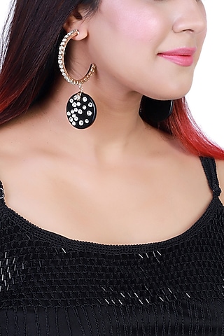 Rose Gold Finish Semi-Hoop Earrings by Bijoux By Priya Chandna