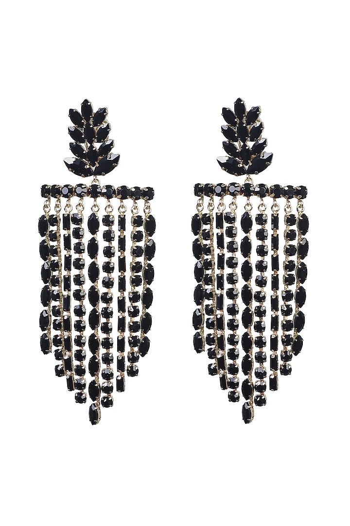 Gold Finish Zircons Waterfall Earrings by Bijoux By Priya Chandna at Pernia's Pop Up Shop