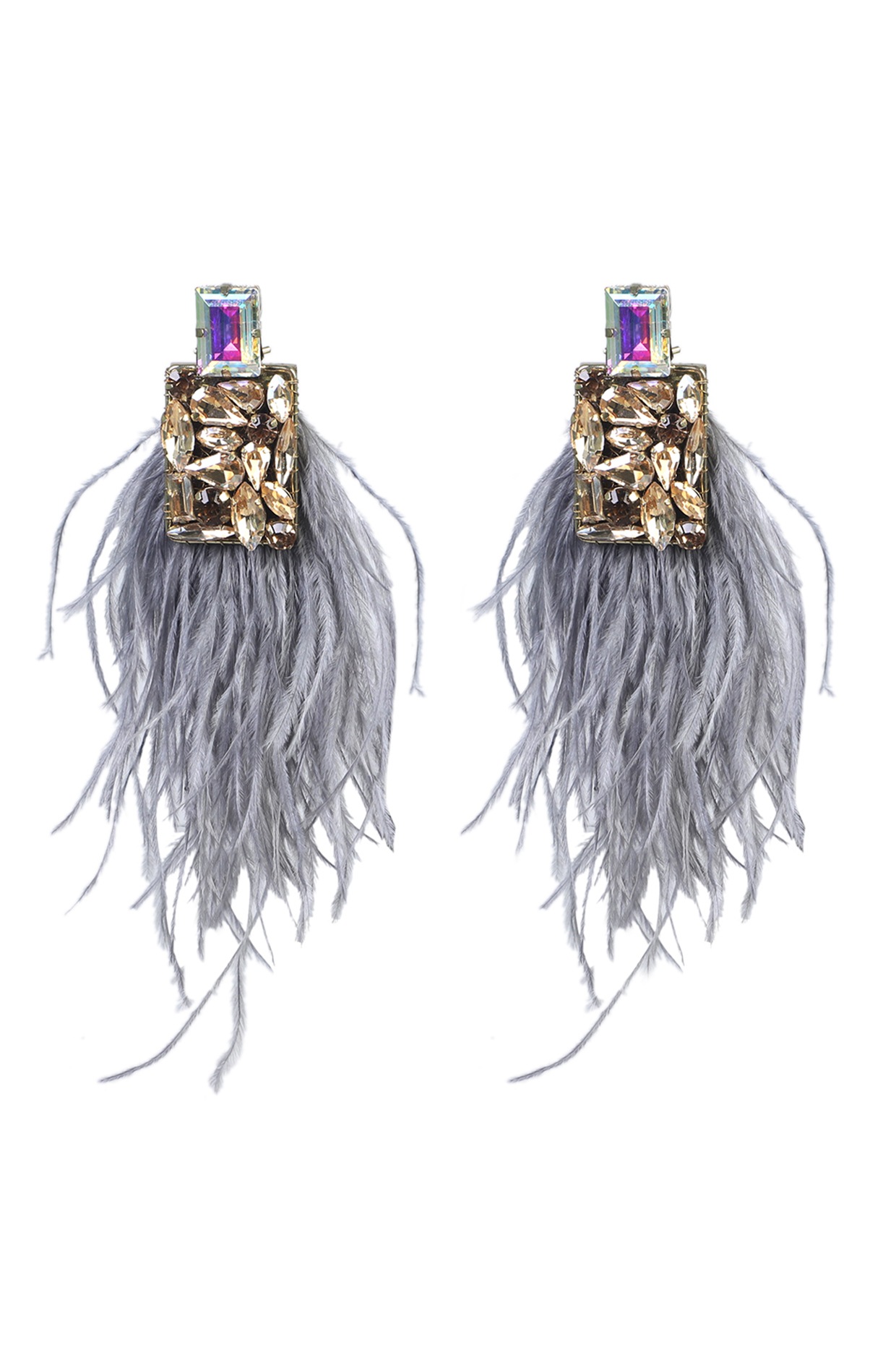 Crystal feather store earrings