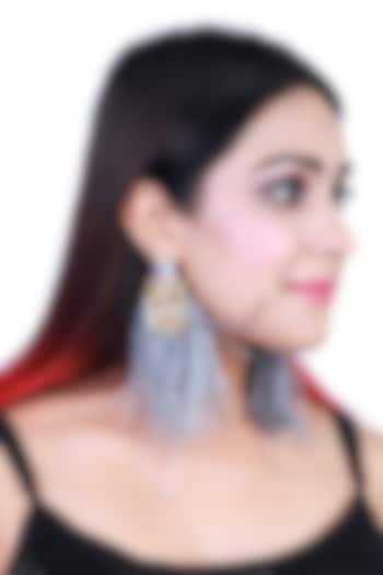 Gold Finish Crystal Feather Earrings by Bijoux By Priya Chandna at Pernia's Pop Up Shop