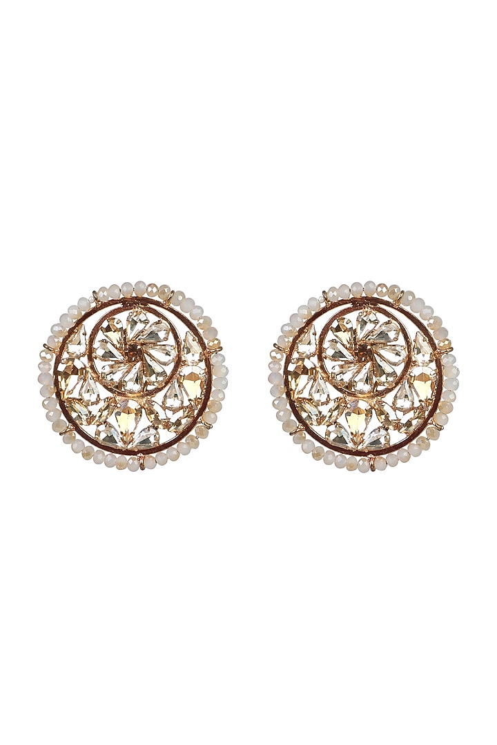 Gold Finish Pearl Stud Earrings by Bijoux By Priya Chandna at Pernia's Pop Up Shop