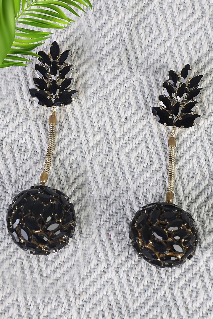 Gold Finish Zircons Earrings by Bijoux By Priya Chandna at Pernia's Pop Up Shop