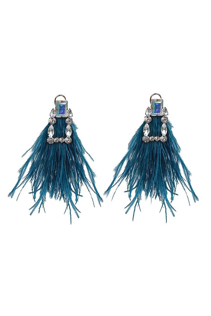 Gold Finish Feather Earrings by Bijoux By Priya Chandna at Pernia's Pop Up Shop