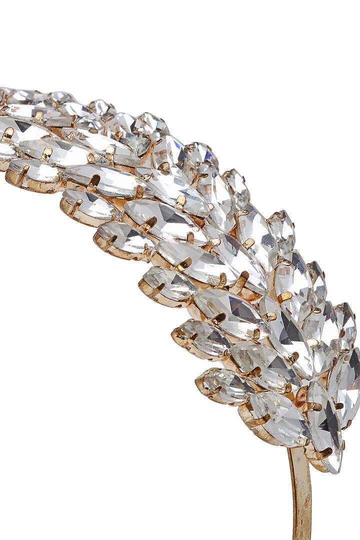 Gold Finish Crystal Hairband by Bijoux By Priya Chandna at Pernia's Pop Up Shop
