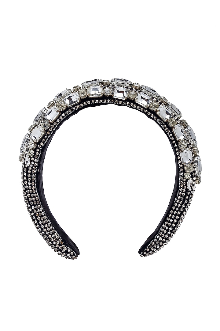 Black Velvet Hand Embroidered Hairband by Bijoux By Priya Chandna at Pernia's Pop Up Shop