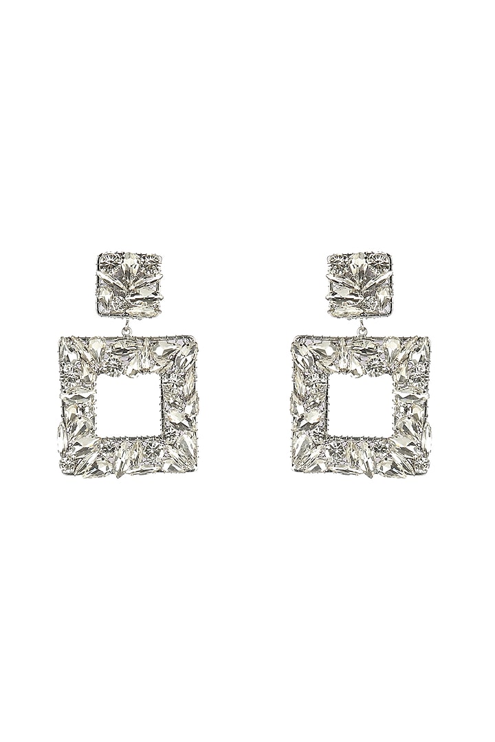 Silver Finish Crystal Dangler Earrings by Bijoux By Priya Chandna
