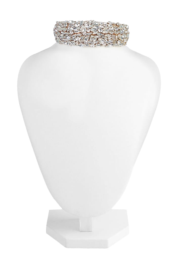 Rose Gold Finish Crystal Choker Necklace by Bijoux By Priya Chandna at Pernia's Pop Up Shop