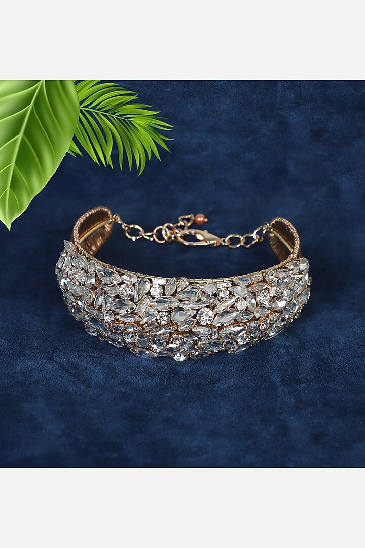 Rose Gold Finish Crystal Choker Necklace by Bijoux By Priya Chandna at Pernia's Pop Up Shop