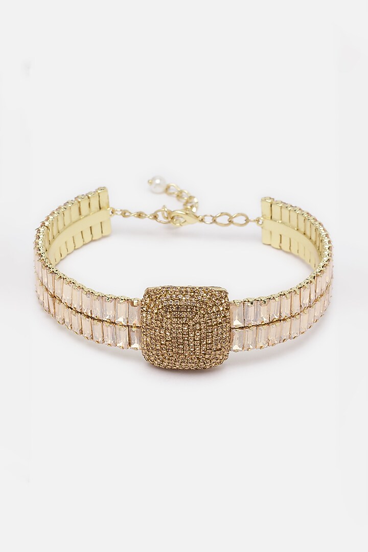 Gold Finish Stone Choker Necklace by Bijoux By Priya Chandna at Pernia's Pop Up Shop