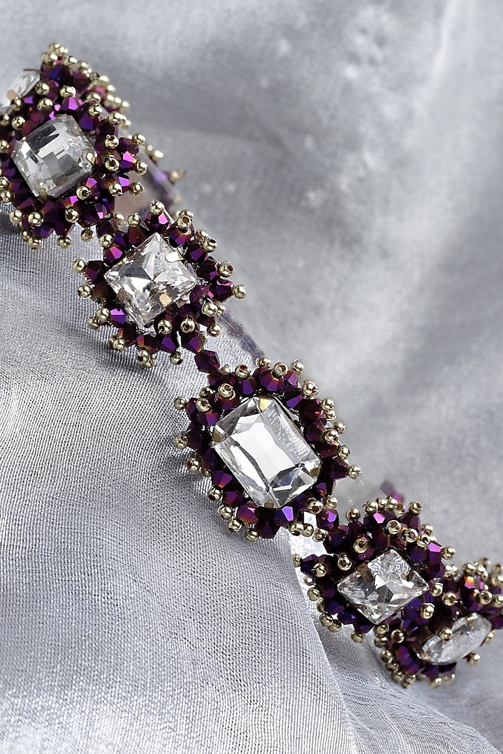 Purple Beaded & Crystal Choker Necklace by Bijoux By Priya Chandna at Pernia's Pop Up Shop