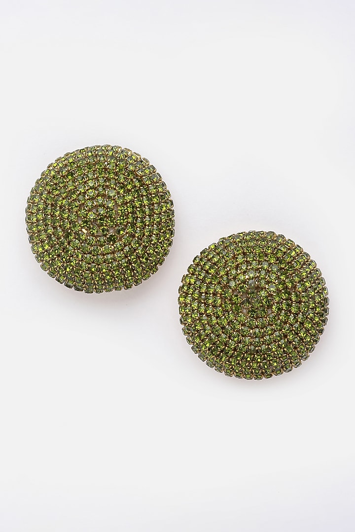 Gold Finish Crystal Stud Earrings by Bijoux By Priya Chandna at Pernia's Pop Up Shop