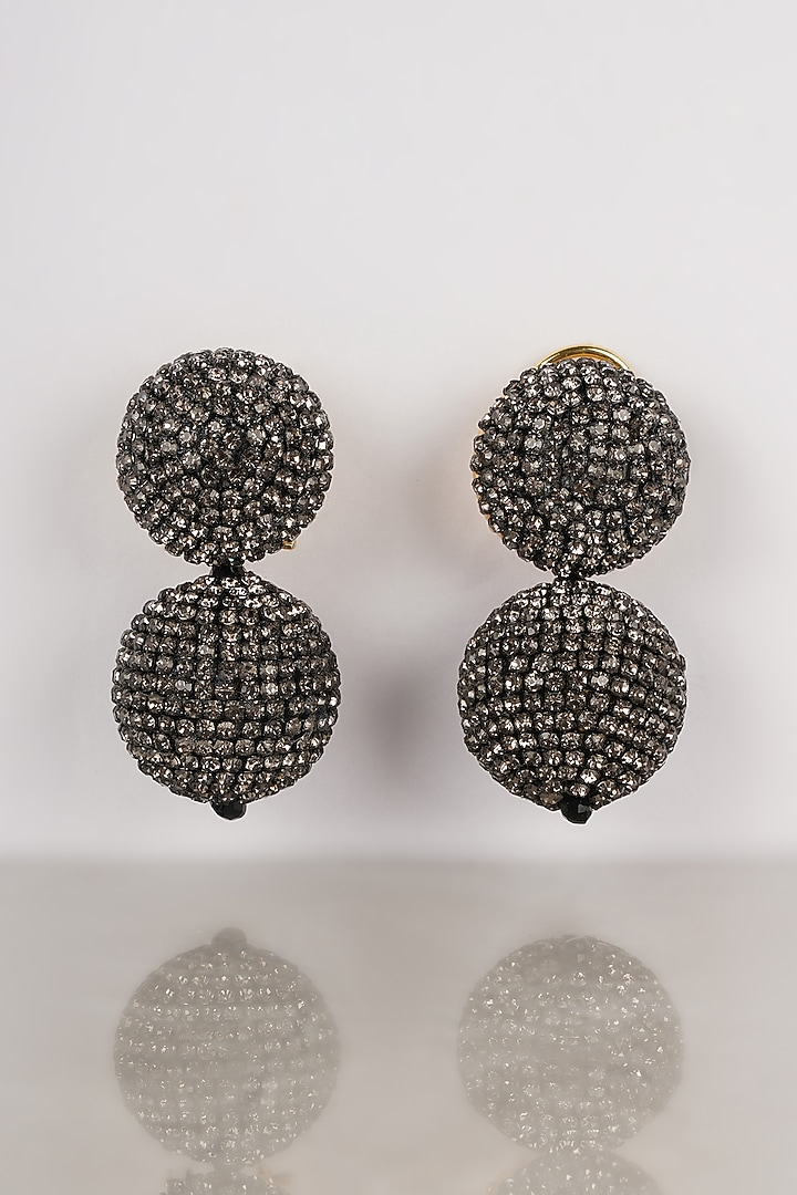 Gold Finish Crystal Dangler Earrings by Bijoux By Priya Chandna at Pernia's Pop Up Shop
