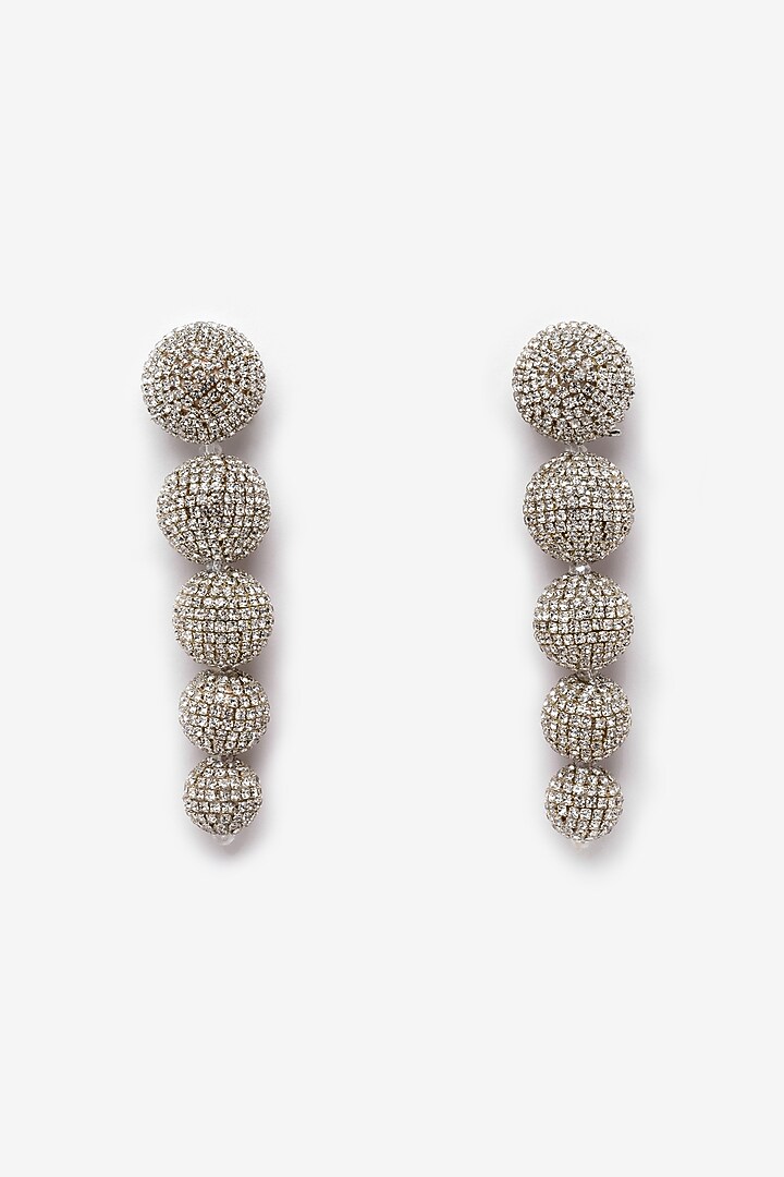 Gold Finish Crystal Dangler Earrings by Bijoux By Priya Chandna at Pernia's Pop Up Shop