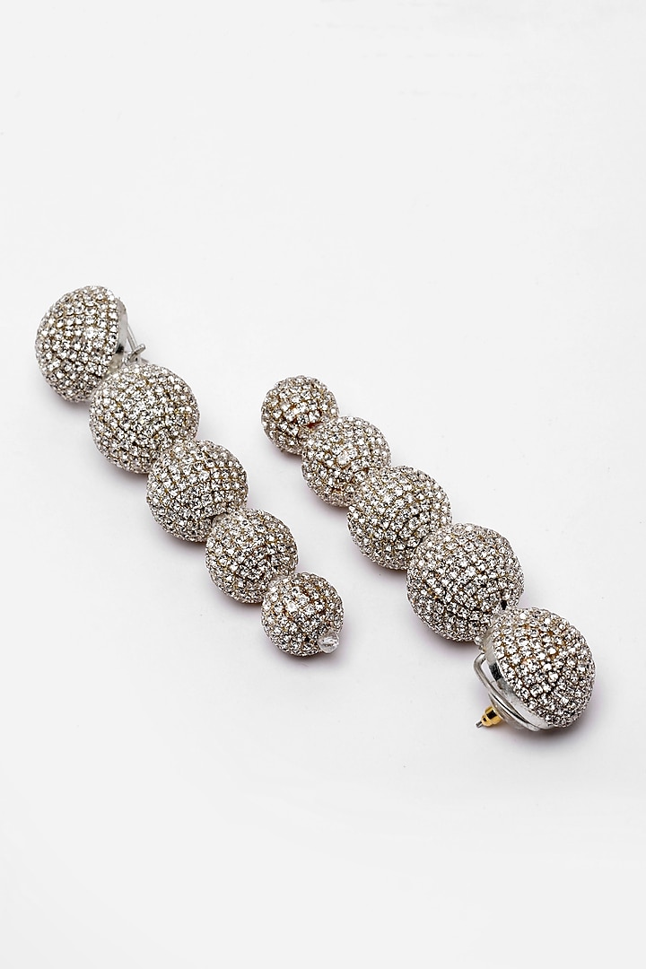 Gold Finish Crystal Dangler Earrings by Bijoux By Priya Chandna at Pernia's Pop Up Shop