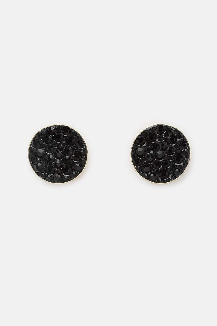 Gold Finish Crystal Stud Earrings by Bijoux By Priya Chandna at Pernia's Pop Up Shop