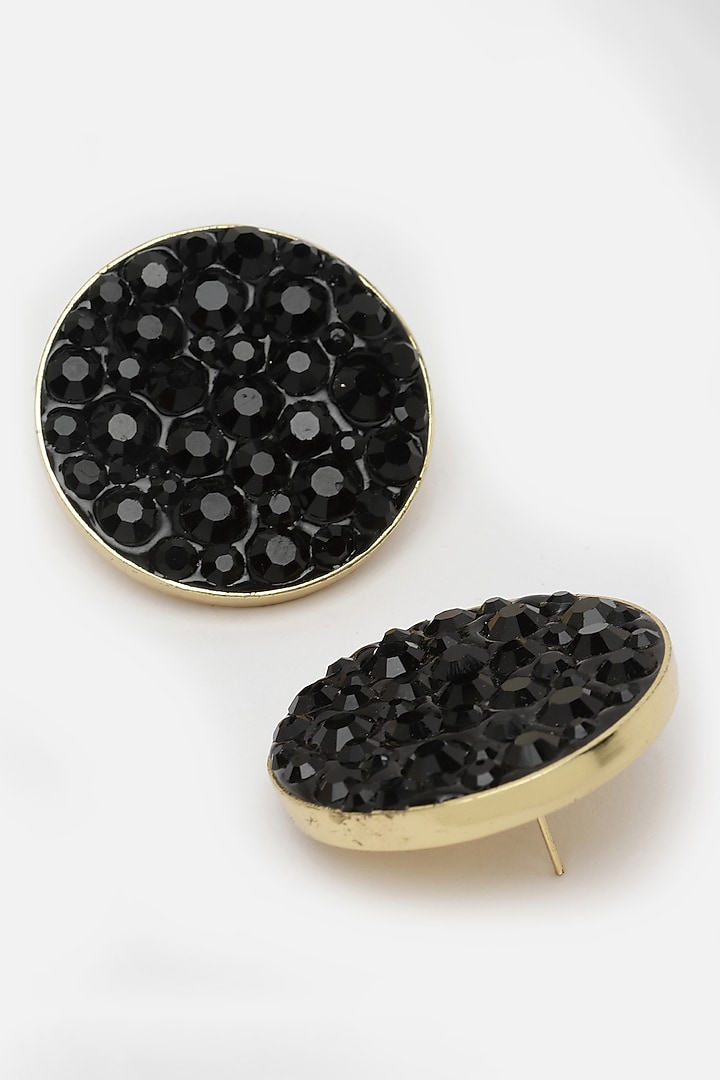 Gold Finish Crystal Stud Earrings by Bijoux By Priya Chandna at Pernia's Pop Up Shop