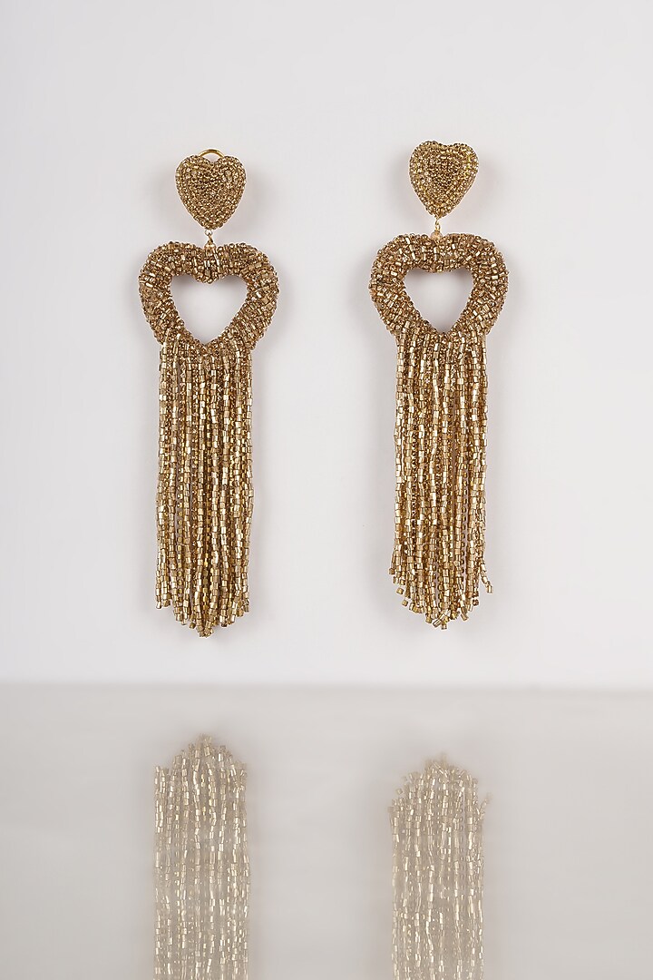 Gold Crystal Dangler Earrings by Bijoux By Priya Chandna at Pernia's Pop Up Shop