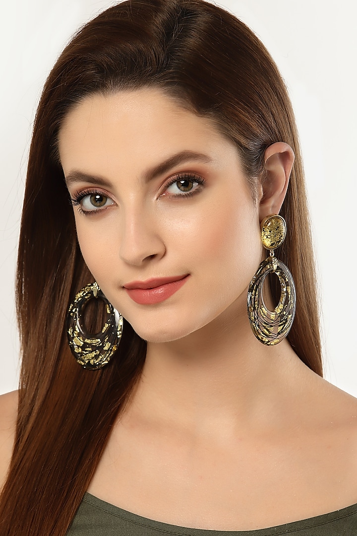 Gold Resin Dangler Earrings by Bijoux By Priya Chandna