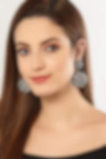 Grey Resin Crystal Dangler Earrings by Bijoux By Priya Chandna