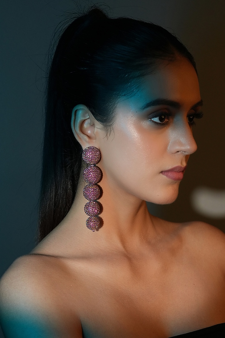 Gold Finish Crystal Dangler Earrings by Bijoux By Priya Chandna at Pernia's Pop Up Shop