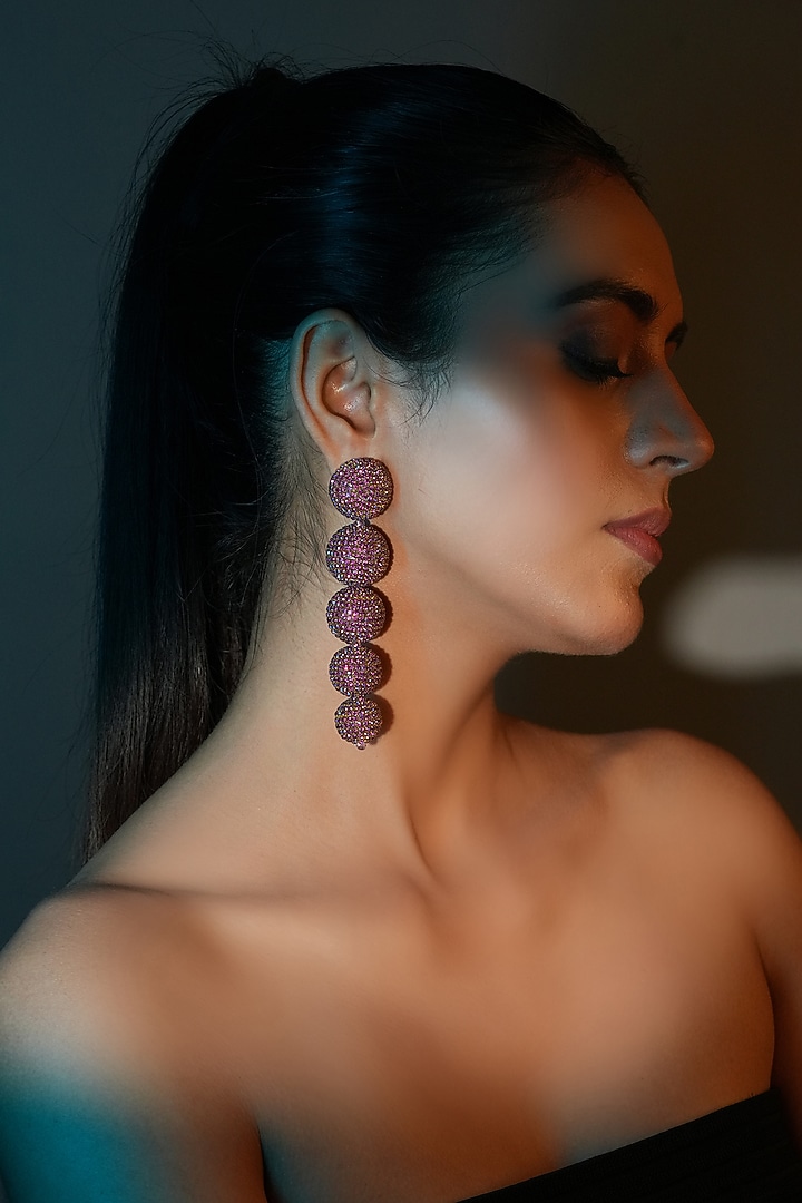 Gold Finish Crystal Dangler Earrings by Bijoux By Priya Chandna at Pernia's Pop Up Shop