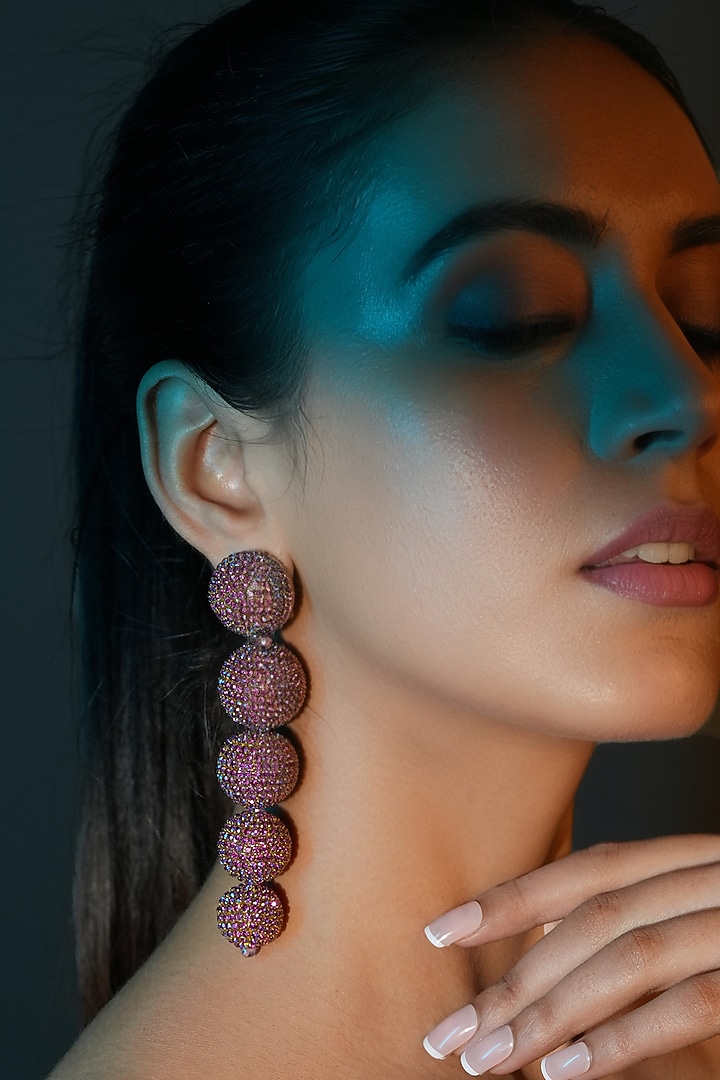 Gold Finish Crystal Dangler Earrings by Bijoux By Priya Chandna at Pernia's Pop Up Shop