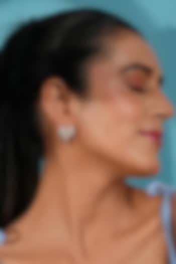 Rose Gold Finish Crystal Heart Stud Earrings by Bijoux By Priya Chandna at Pernia's Pop Up Shop