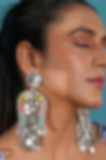 Silver Finish Mirror & Sequins Dangler Earrings by Bijoux By Priya Chandna at Pernia's Pop Up Shop