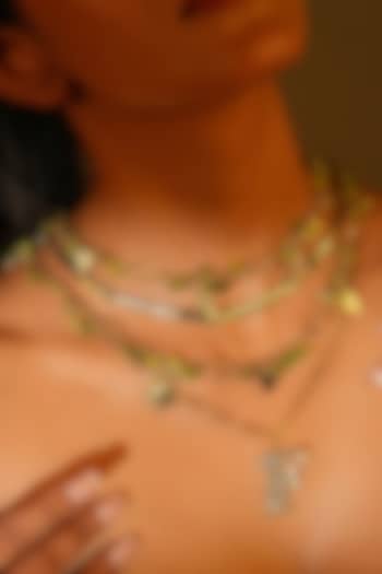 Gold Finish Crystal & Bead Initial Pendant Necklace by Bijoux By Priya Chandna at Pernia's Pop Up Shop