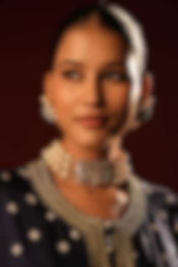 Gold Finish Crystal & Pearl Choker Necklace by Bijoux By Priya Chandna at Pernia's Pop Up Shop