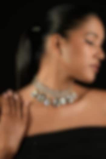 Gold Finish Crystal Collar Necklace by Bijoux By Priya Chandna at Pernia's Pop Up Shop