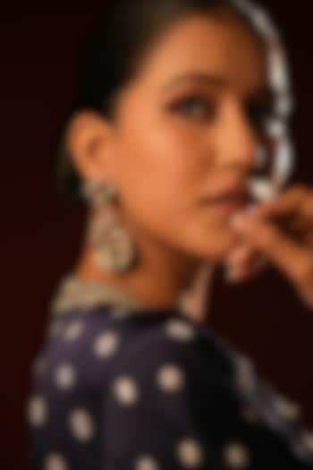 Gold Finish Crystal & Pearl Dangler Earrings by Bijoux By Priya Chandna at Pernia's Pop Up Shop