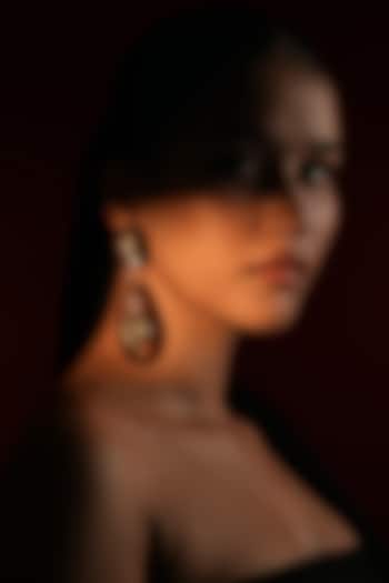 Gold Finish Crystal Dangler Earrings by Bijoux By Priya Chandna at Pernia's Pop Up Shop