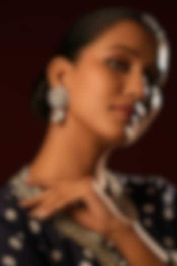 Gold Finish Crystal & Pearl Drop Dangler Earrings by Bijoux By Priya Chandna at Pernia's Pop Up Shop