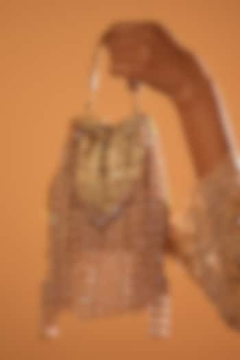 Gold Velvet Crystal & Pearl Embroidered Potli by Bijoux By Priya Chandna at Pernia's Pop Up Shop