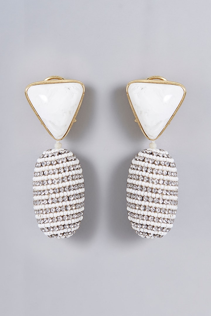 Gold Finish Resin Dangler Earrings by Bijoux By Priya Chandna at Pernia's Pop Up Shop