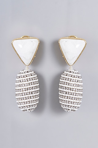 Gold Finish Resin Dangler Earrings by Bijoux By Priya Chandna