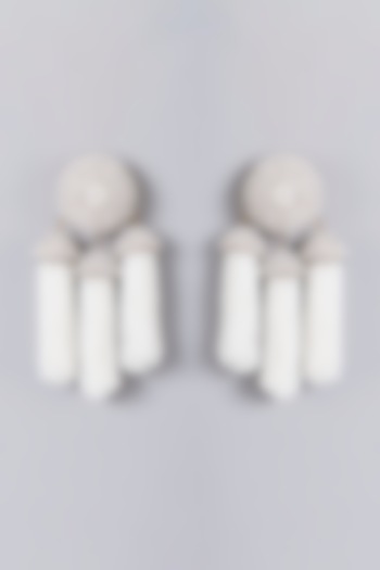 Gold Finish Crystal & Beaded Tassel Earrings by Bijoux By Priya Chandna at Pernia's Pop Up Shop