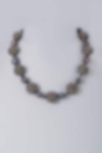 Black Rhodium Finish Baroque Pearl & Crystal Necklace by Bijoux By Priya Chandna at Pernia's Pop Up Shop