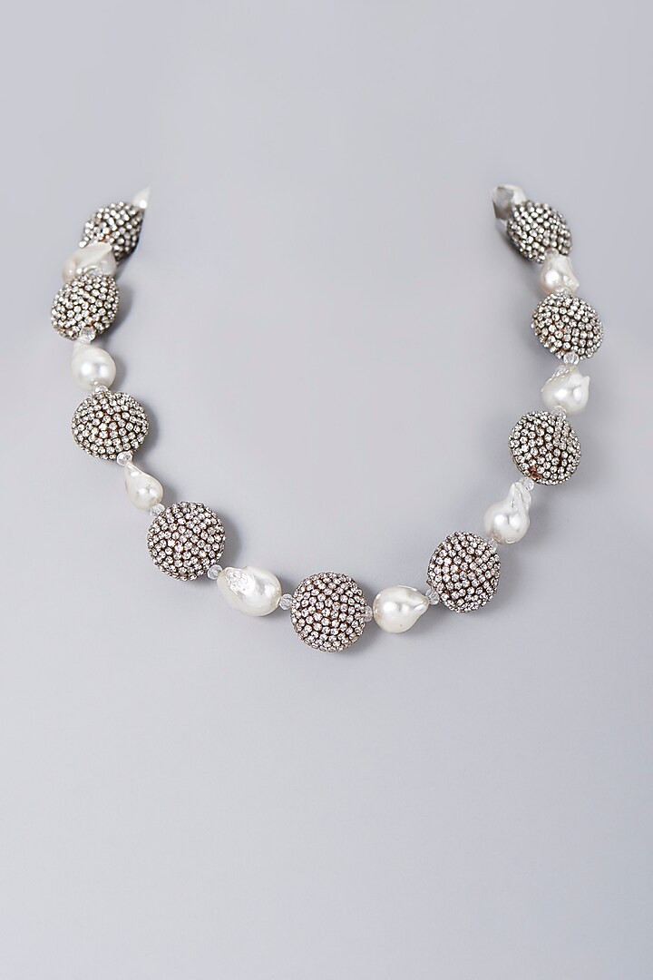 Two Tone Finish Baroque Pearl Necklace by Bijoux By Priya Chandna at Pernia's Pop Up Shop